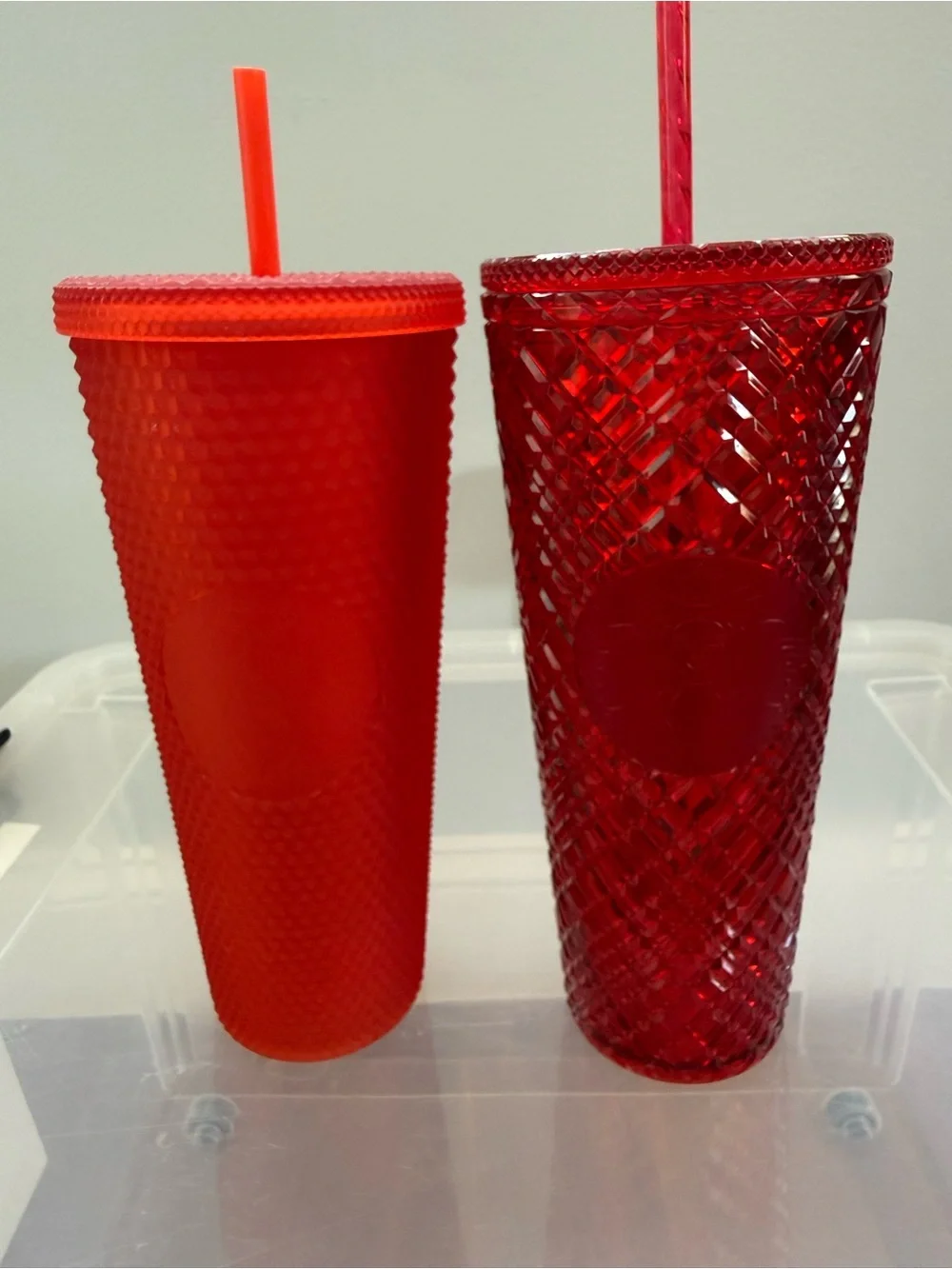 Two Starbucks Red Tumblers